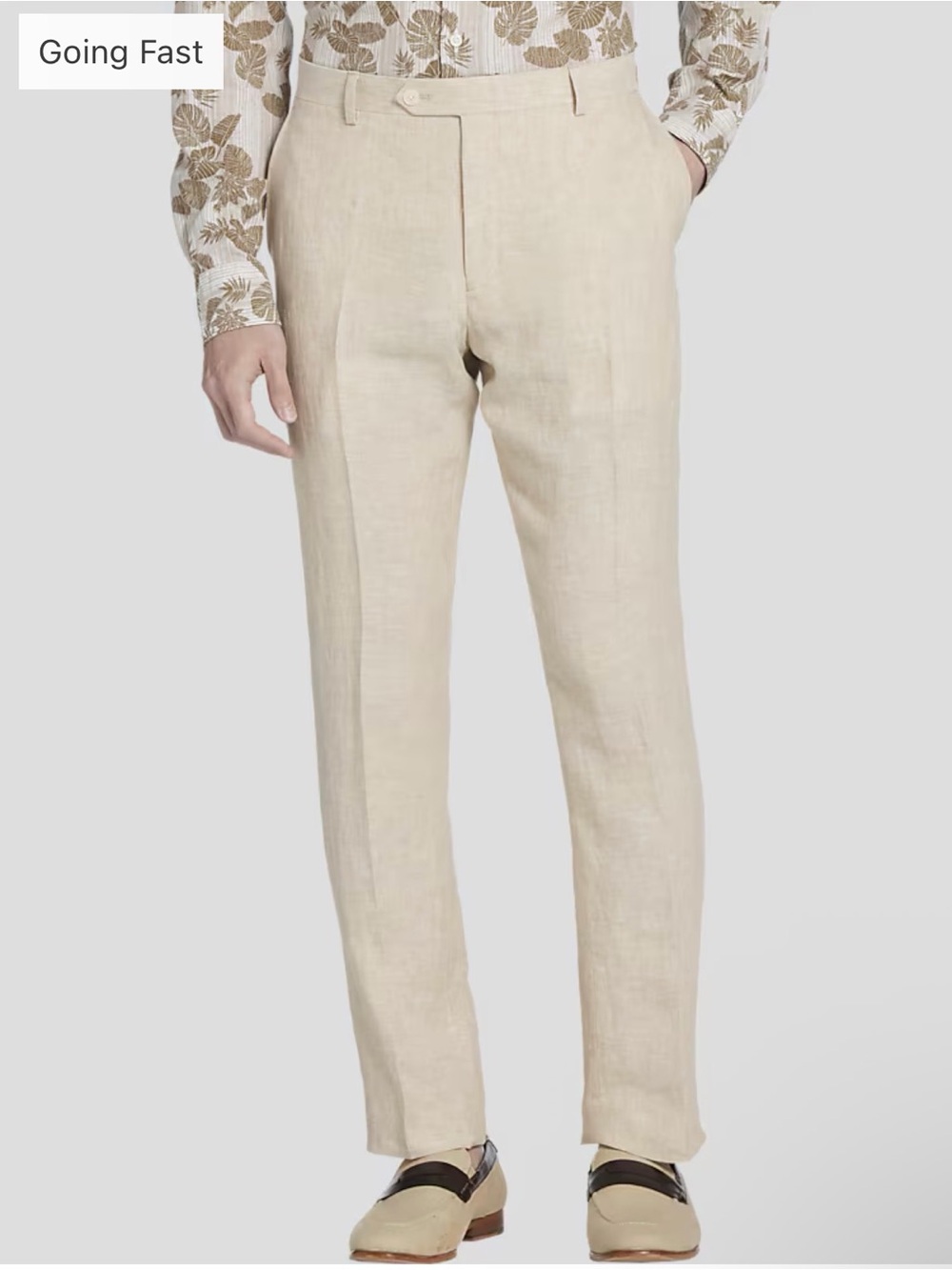 Tommy Hilfiger Men's Beige linen Pants - Classic Tailored Fit